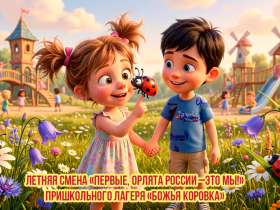 Открыт приём в пришкольный лагерь «Божья коровка»: тематическая смена «Первые, Орлята России – это МЫ!» с 27 мая по 19 июня.