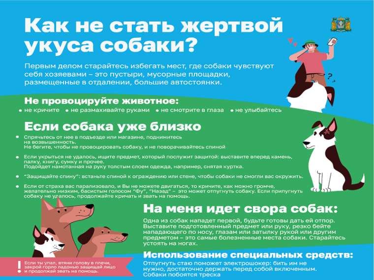 Риск травмирования в результате укуса собак.